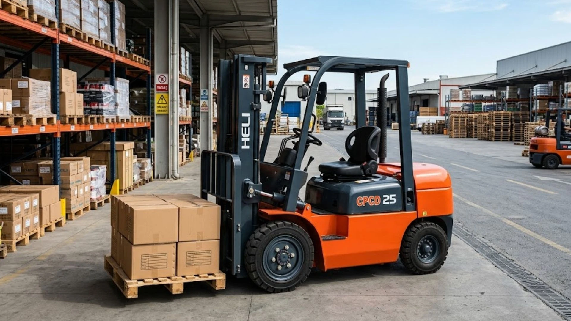 Açık sahada çalışan dizel forklift